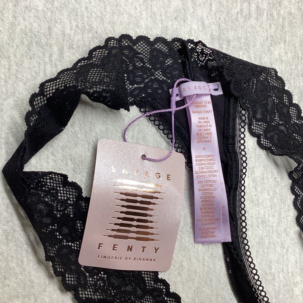 SAVAGE X FENTY WOMEN’S THONG PANTY SIZE: 1X COLOR: BLACK AND GRAY - Picture 9 of 9